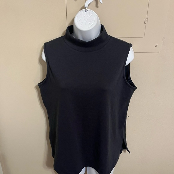 NWOT-MarlaWynne Ink Blue Sleeveless Mock Neck Top - Picture 2 of 8